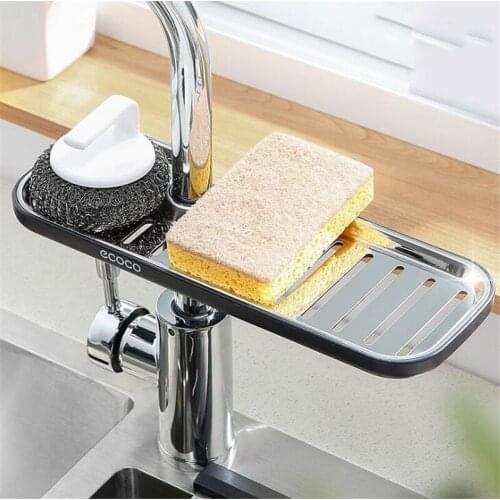 Kitchen Adjustable Faucet Storage Rack Sponge Soap Drainage Holder Sink Dish Cloth Organizer Shelf for Bathroom Accessories