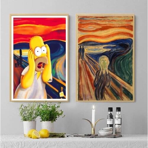 Screech Homer Simpson Scream Canvas Art Print Painting Poster Wall Pictures For Living Room Decoration Home Decor No Frame