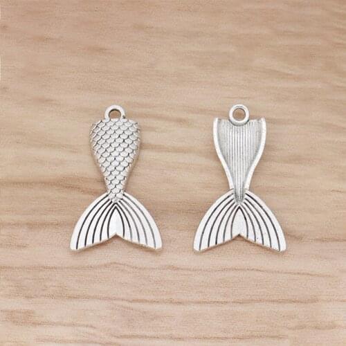 20 Pieces Mermaid Tail Charms Pendants Beads for Necklace Bracelet Jewellery Making Findings 31x19mm