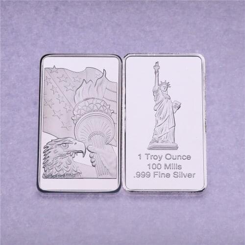 1oz United State Eagle Statue of Liberty Silver Bar American Eagle Silver Bullion Not Magnetic Collectible