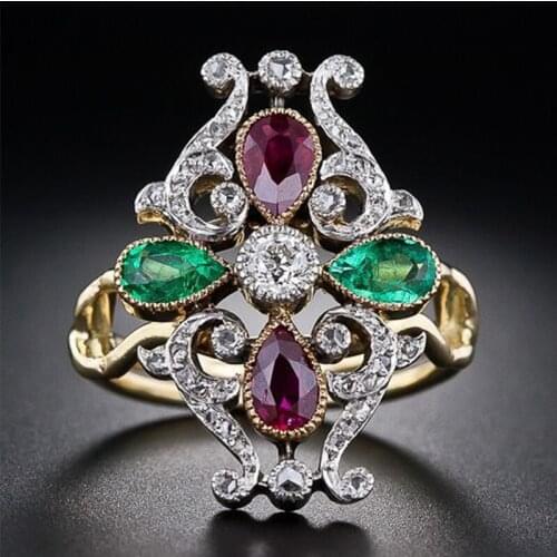 Gorgeousness Charm Unique Two Colors Crystal Rings Zircon Engagement Wedding Band Rings For Women Bridal Jewelry Gifts Wholesale