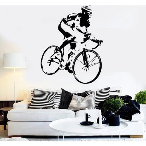 Bicycle Stickers Vinyl Wall Decal Racing Cyclist Bike Baby Boy Nursery Wall Decals Large Wall Stickers Home Interior Design C665