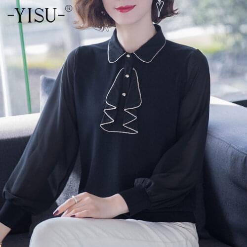YISU 2021New Womens sweater Solid color lapel Spring tops Transparent Long sleeves Jumper Tops Female Casual Knitted pullover