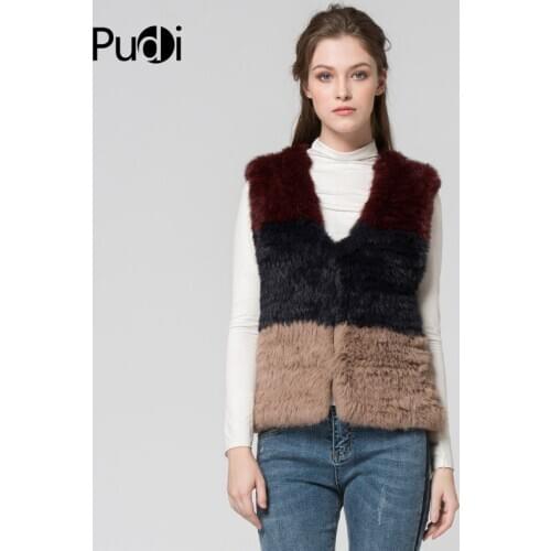 Women vest Genuine Natural Real rabbit fur Knitted Vests /Waistcoat/ gilet /coats vt7037