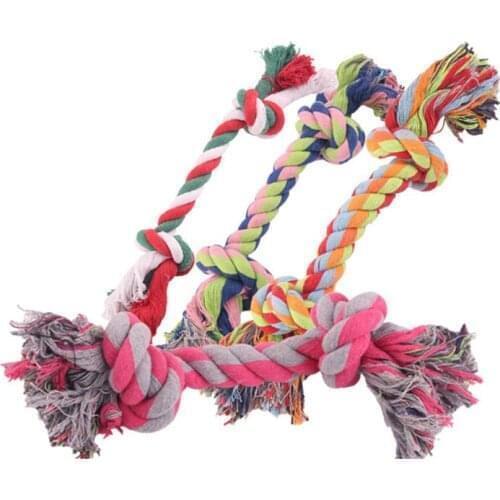 1 Pcs Dog Bite Rope Toys Pets Dogs Supplies Pet Dog Puppy Cotton Chew Knot Toy Durable Braided Bone Rope Funny Tool Random Color
