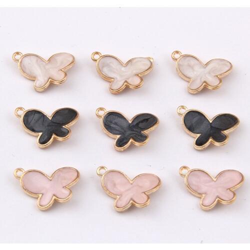 Daisies 100pcs 10*15mm Alloy Metal Butterfly Charm Pendants Colorful Enamel Diy Jewelry Finding Christmas Gift