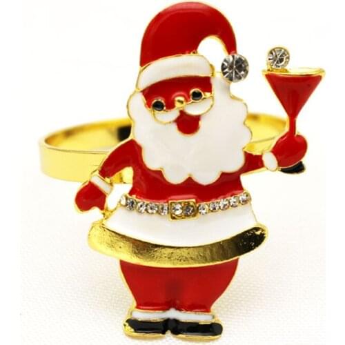 12PCS/Metal Christmas Series Santa Napkin Ring Western Food Tabletop Decorations Used for Hotel Wedding Party
