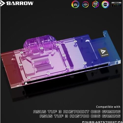 Barrow ASUS TUF 5700XT Aurora full coverage water cooling head DIY graphics card water cooling