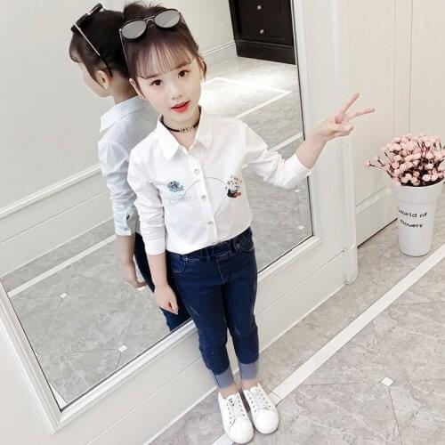 Girls Fashion Blouses Clothes New 2021 Autumn Cotton Cartoon Long Sleeve Shirts For Kids Tops Children Blouse Clothing 4-16 Y