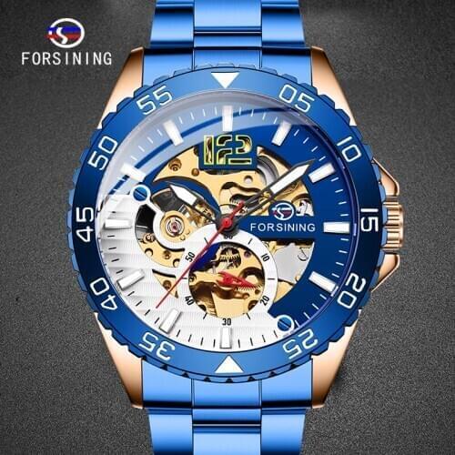 FORSINING Full Steel Strap Luminous Design Male Business Wristwatches Top Luxury Fashion Men watch 2020 Newest