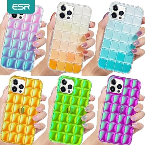 ESR Pop Bubble Phone Case for iPhone 12/12 Pro Gradient Colorful Shockproof Case Hard PC Back Cover Camera Protection ins style