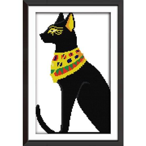 A black cat with a scarf. cross stitch kit aida 14ct 11ct count printed canvas stitches embroidery DIY handmade needlework
