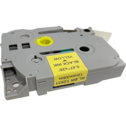 Black on Yellow TZe-Z631 Compatible Label 12mm*8m For PT-E115 Tape