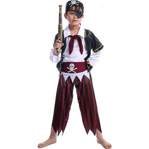 Children cosplay halloween dress up in paper paper children party clothes retail pirate dress children children dress in new