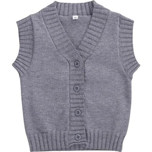 Kids Vest Winter Autumn Cotton Warm Sleeveless Jacket Button Children Vest Girls Knitted V-neck Toddler Boy Coat Waistcoat
