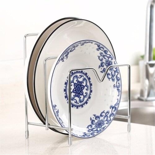 2 Layers Stainless Steel Pan Pot Lid Shelf Kitchen Cooking Tools Storage Pan Rack Dish Chopping Block Cover Stand Holder