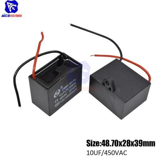 Diymore CBB61 AC 450V 10μF±5% Capacitance 50/60Hz 2 Wires Running Capacitor for Air Conditioner Fan Motor