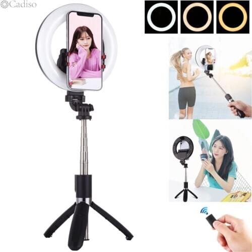 Cadiso 6.3 inch LED Ring Light Photographic Selfie Lighting with Tripod Stand Remote Control for Phone Youtube Makeup Video