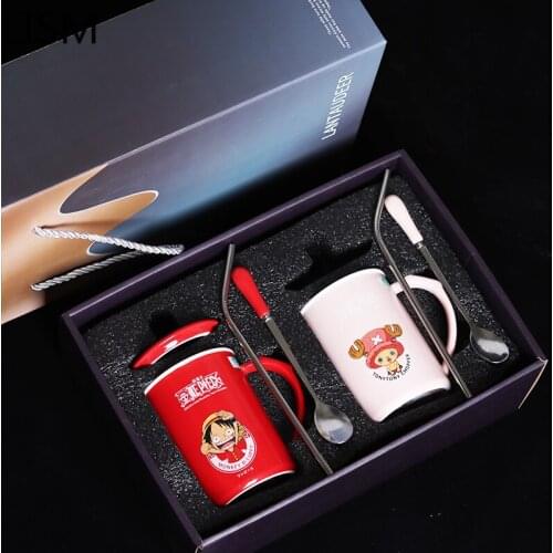 Ceramic Coffee Mug with Lid Creative Mug Drinking Milk Coffee Cup Couple Cute Cartoon Kids Birthday Gifts Box Tazas De Cafe 2021