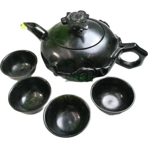Chinese kung fu tea tea with natural jade teapot and tea cup A set