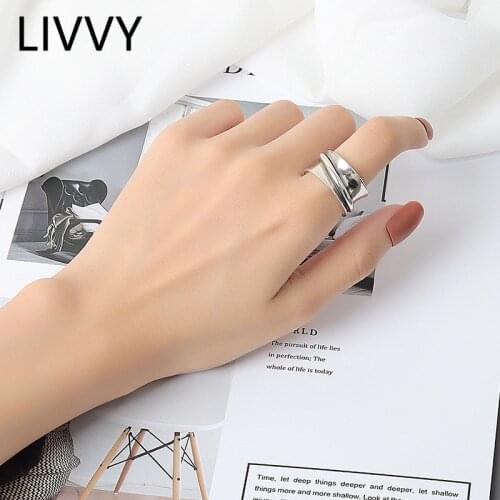 LIVVY Silver Color Rings For Women trendy bump gold color fine Jewelry Beautiful Finger Open Ring For Party Birthday Gift