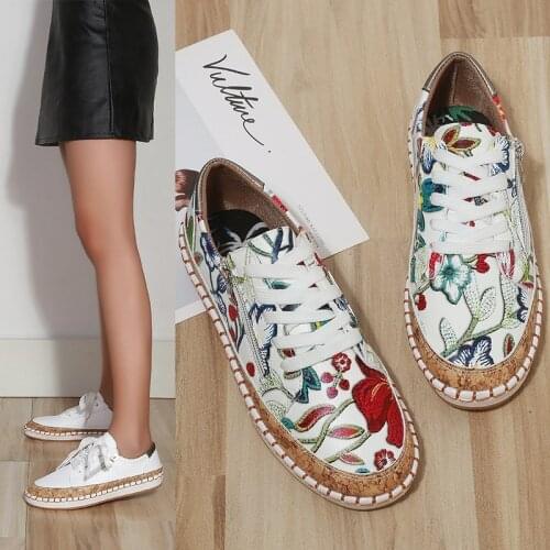 Womens Printed Flat Shoes New Jogging Shoes Ladies Fashion Round Toe Vulcanized Footwear 2021 Branded Sneakers Zapatos Mujer