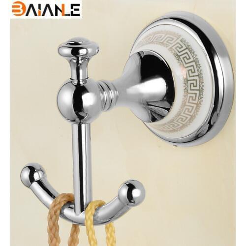 4 Color Ceramics Robe Hook,Clothes Hook Brass Chrome Finish,Elegant Bathroom Hardware Robe hanger,Bathroom Accessories