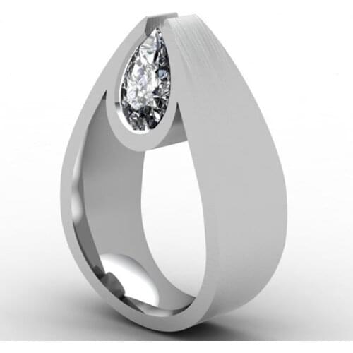 LETAPI New Silver Color Waterdrop Shaped AAA CZ Stone Ring Promise Engagement Wedding Rings For Women Silver Color Jewelry