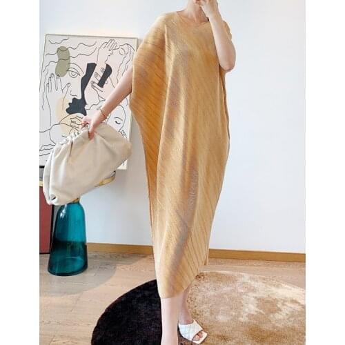 Summer and Autumn New Slender Dresses with Elastic Pleats and Long Dress Miyake Pleated Dress