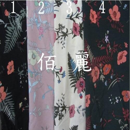 Hot style floral dress fabric stretch chiffon opaque / 1 m