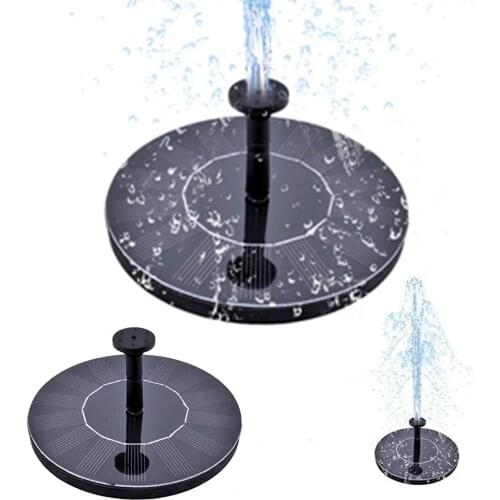 Solar Fountain Pump Round Solar Water Pump Bird Bath Floating Fountain with 6 Spray Heads Nozzles for Outdoor Garden Aquarium