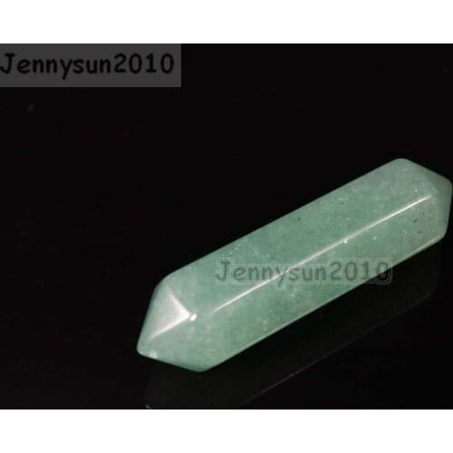 Natural Aventurine Gems stone Hexagonal Pointed Reiki Chakra Raw Wand Pendant Beads Necklace Jewelry 20Pcs/Pack