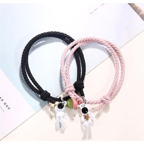 2pcs/set Couple Bracelet Magnet Attraction Bracelet Creative Friendship Star Astronaut Rope Bracelet Valentines day Gifts