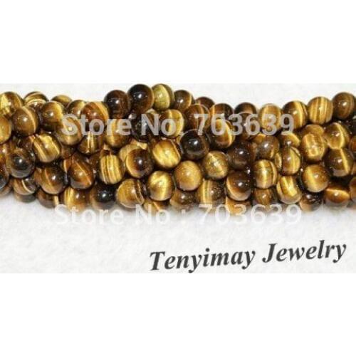 Wholesale 5 Strands 4mm Tigers Eye Semi-Precious Stone For Jewelry DIY Free Shipping