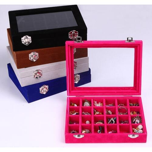 20pcs 24 Grids Nail Art Storage Box Transparent Display Case Organizer Holder For Rhinestone Beads Ring Earrings F2681