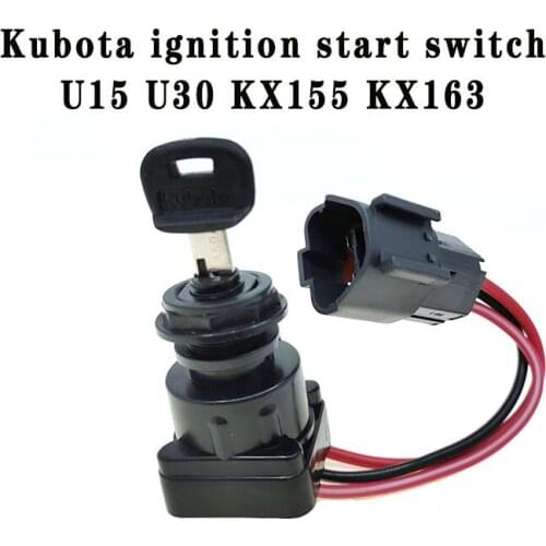 Kubota ignition start switch for U15 U30 KX155 KX163 engine start switch with key to connect short power cord
