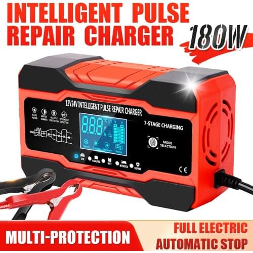 12V 10A 24V 5A Full Automatic General Motors Motorcycle Battery-charger Digital Multifunctional Intelligent Pulse Repair Battery