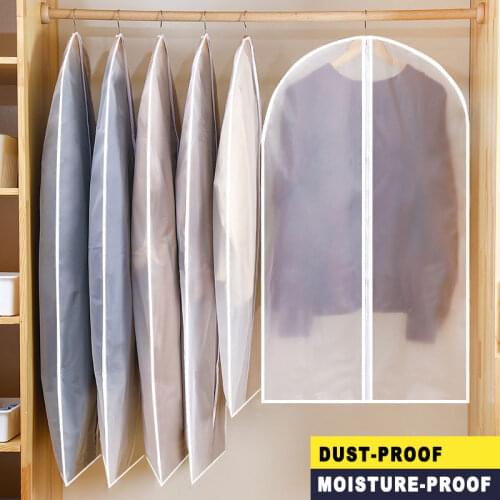 New Garment Suit Coat Dust Cover 5pcs Dustproof Cloth Cover Bags Transparent Wardrobe Storage Bag Dust Cover Clothes Protector