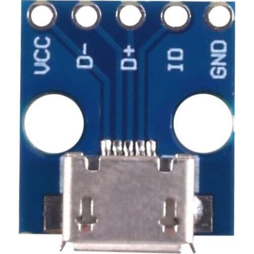 10PCS Female Micro USB to DIP 5-Pin Pinboard 2.54mm Micro USB Type Interface Power Adapter Board 5V Breakout Module