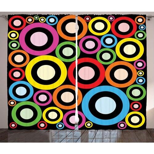 Retro Circle Modern Art Geometry Living Room Decoration Curtains Bedroom Window Drapes Curtains for Kitchen
