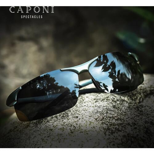 CAPONI Aluminum Mens Sunglasses Polarized SportsUV Film Coating Sun Shades Driving Clear Vision Eyewear For Men UV400 CP8033
