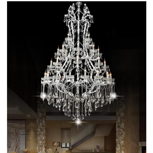 Modern Chrome Color Maria Theresa Crystal Chandeliers Light Crystal Lustre 18L D95cm H120cm LED AC Lamp for Lobby Stair Pendants