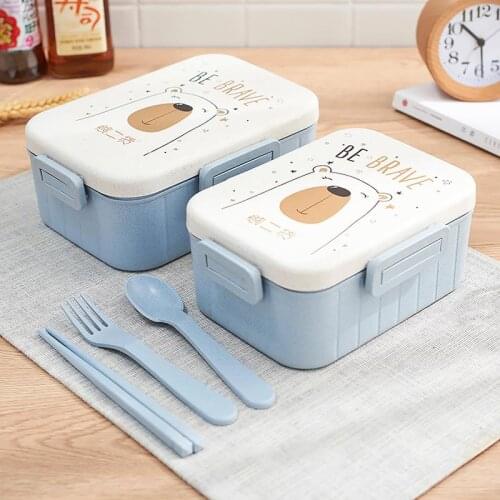 Cute Cartoon Lunch Box Microwave Dinnerware Food Storage Container Children Kids School Office Portable Bento Box