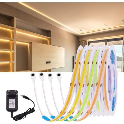 DC5V COB LED Strip Bedroom Cabinet Light 320 LEDs High Density Flexible FOB Led Lights Tape RA90 Linear Dimmable With Adapter