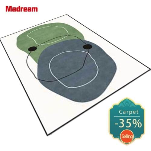Dark Green Carpets For Living Room Modern Geometric Lineart Bedroom Rug Home Room Bedside Area Floor Mats 100X160CM Big Rugs New