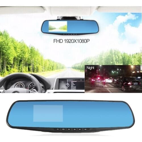 12V Auto Rear View Mirror Safety Dash Cam Recorder Blue Screen HD 1080P Car DVR 1080P Full HD Digital Backup Video Cam