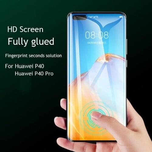 P40 P30 Pro Glass Screen Protector For huawei p30 p40 pro Curved Fully glued Screen Protector 9h Tempered glass Protective Film