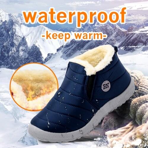 Womens Boots Warm Shoes Plush Fur Woman Ankle Snow Boots Winter Female Slip On Flat Shoe Waterproof Ultralight Footwear