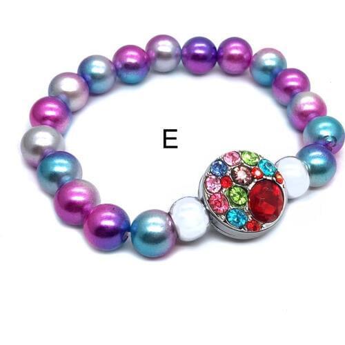New 290 Interchangeable Candy Colors Expandable Stretch Acrylic Glass Bead Bracelet fit 18mm Snap Button Jewelry For women