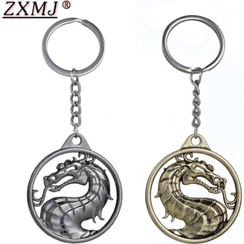 ZXMJ Dragon Keychain Online Game Mortal Kombat KeyRing Alloy Key Ring Car Accessories Holder For Gift Chaveiro Key chain Jewelry